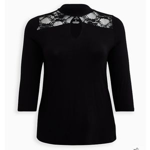 Torrid Black Lace Neck Top